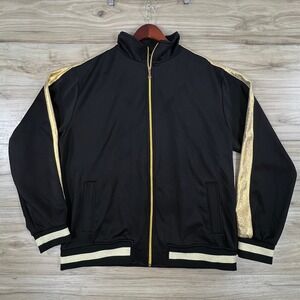 Hudson Outerwear Mens Track Jacket Black Gold Metallic Stripe Full Zip 2X